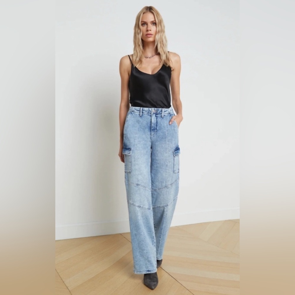 L’agence Brooklyn High Rise Wide Leg Utility Jeans Pants Brewer Size 25
